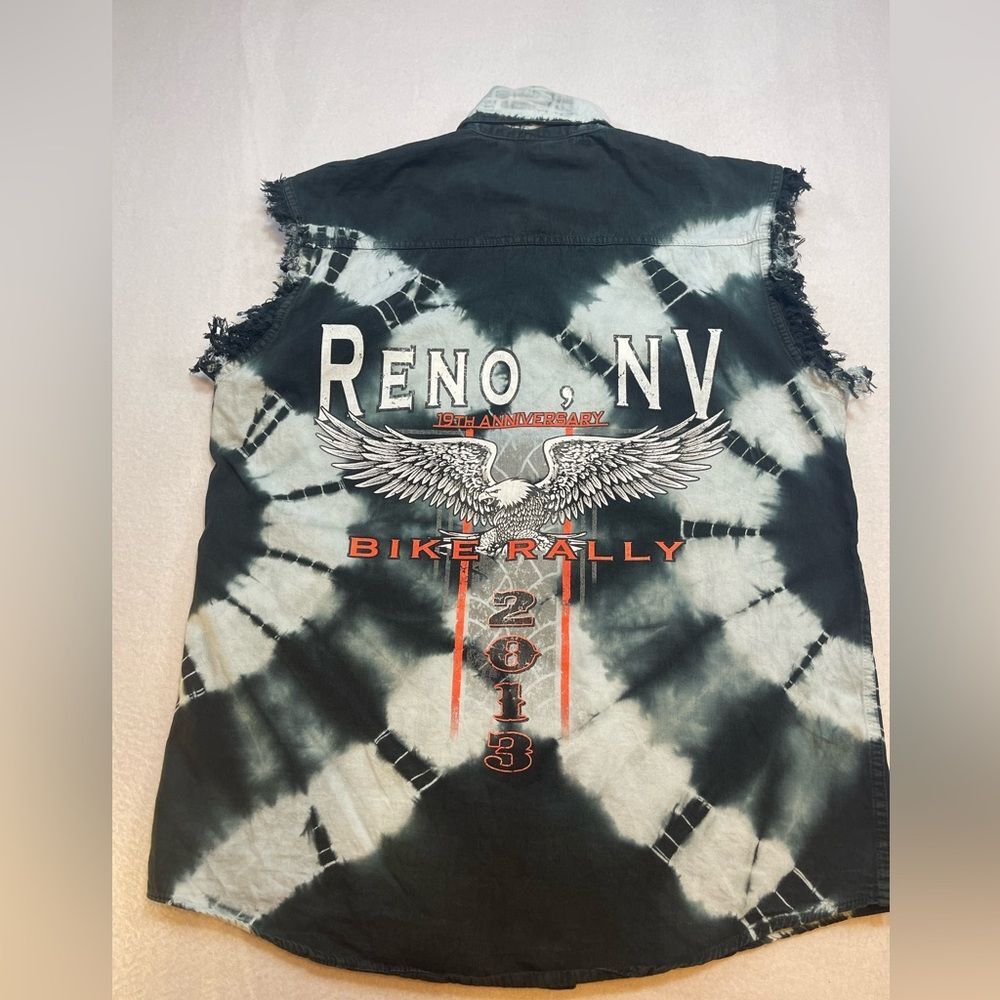 Reno NV 2013 Bike Rally Tie Dye Sleeveless Biker Shirt Medium Outlaw Style